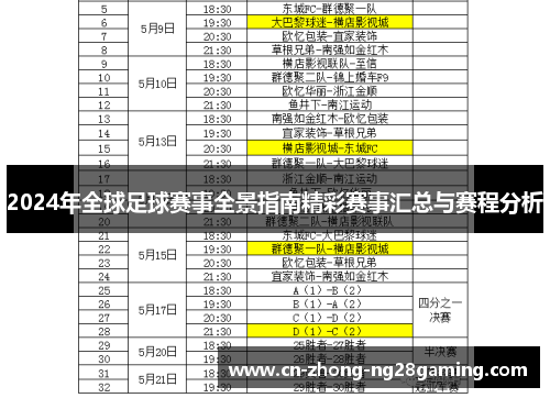 2024年全球足球赛事全景指南精彩赛事汇总与赛程分析